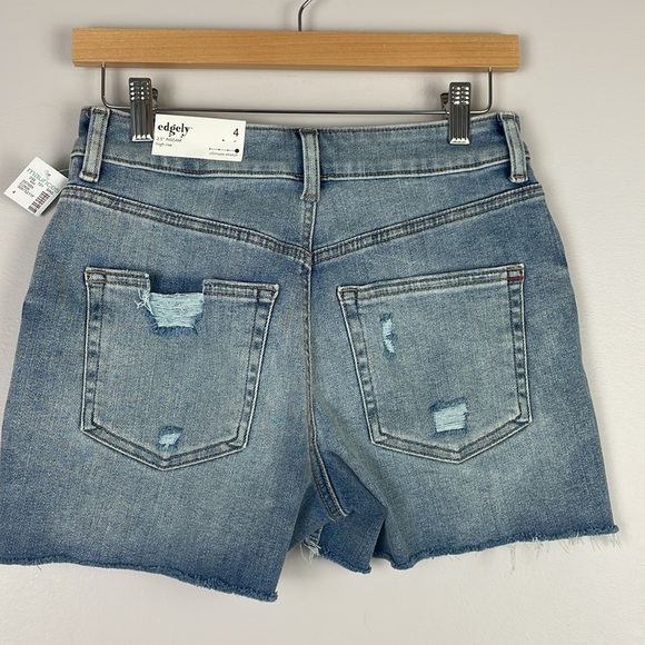 NWT Edgely Women Denim Jean Shorts SZ 4 High Rise Distressed Stretch - Picture 7 of 10